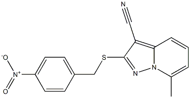 2-[[(4-Nitrophenyl)methyl]thio]-7-methyl-pyrazolo[1,5-a]pyridine-3-carbonitrile 结构式