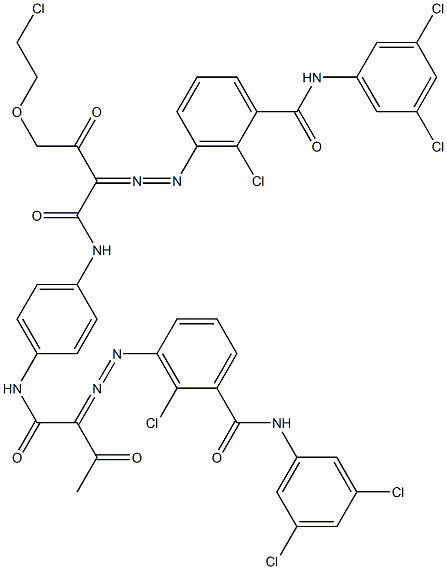 3,3'-[2-[(2-Chloroethyl)oxy]-1,4-phenylenebis[iminocarbonyl(acetylmethylene)azo]]bis[N-(3,5-dichlorophenyl)-2-chlorobenzamide] 结构式