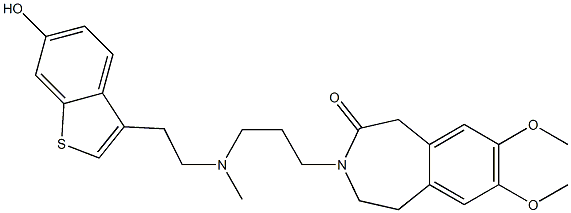 2,3-Dihydro-7,8-dimethoxy-3-[3-[N-[2-(6-hydroxy-1-benzothiophen-3-yl)ethyl]-N-methylamino]propyl]-1H-3-benzazepin-4(5H)-one 结构式