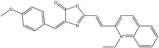 1-Ethyl-2-[2-[[4-(4-methoxybenzylidene)-4,5-dihydro-5-oxooxazol]-2-yl]ethenyl]quinolinium 结构式