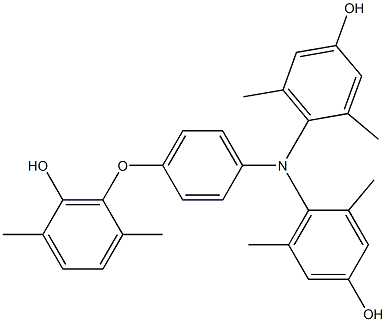 N,N-Bis(4-hydroxy-2,6-dimethylphenyl)-4-(6-hydroxy-2,5-dimethylphenoxy)benzenamine 结构式