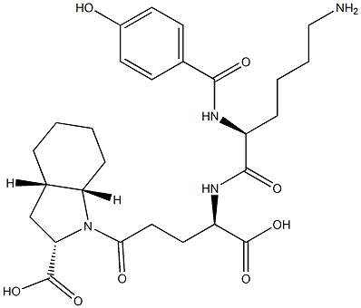 (2S,3aS,7aS)-Octahydro-1-[(4R)-4-[[(2S)-6-amino-2-[4-hydroxybenzoylamino]hexanoyl]amino]-4-carboxybutyryl]-1H-indole-2-carboxylic acid 结构式