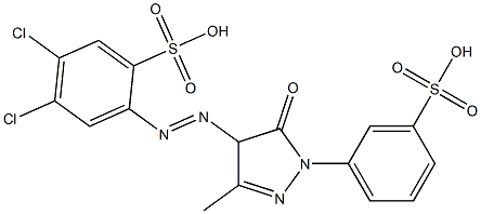 4,5-Dichloro-2-[[[4,5-dihydro-3-methyl-5-oxo-1-(3-sulfophenyl)-1H-pyrazol]-4-yl]azo]benzenesulfonic acid 结构式