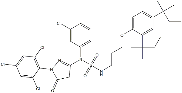 1-(2,4,6-Trichlorophenyl)-3-[3-chloro-N-[3-(2,4-di-tert-pentylphenoxy)propylsulfamoyl]anilino]-5(4H)-pyrazolone 结构式