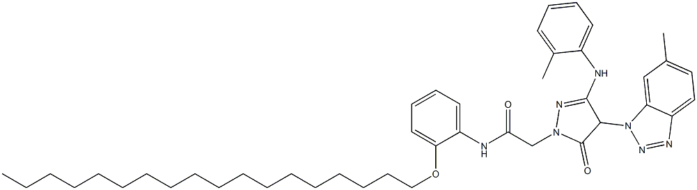 1-[(2-Octadecyloxyphenyl)aminocarbonylmethyl]-3-(2-methylanilino)-4-(6-methyl-1H-benzotriazol-1-yl)-5(4H)-pyrazolone 结构式