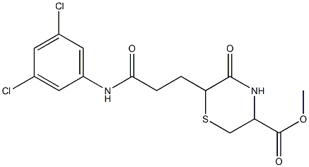 2-[2-[(3,5-Dichlorophenyl)carbamoyl]ethyl]-3-oxo-2,3,5,6-tetrahydro-4H-1,4-thiazine-5-carboxylic acid methyl ester 结构式
