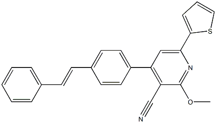 2-Methoxy-4-(4-styrylphenyl)-6-(2-thienyl)pyridine-3-carbonitrile 结构式