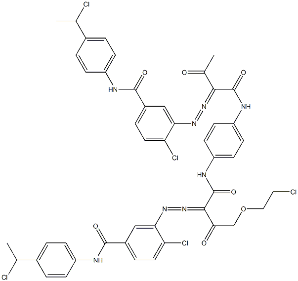 3,3'-[2-[(2-Chloroethyl)oxy]-1,4-phenylenebis[iminocarbonyl(acetylmethylene)azo]]bis[N-[4-(1-chloroethyl)phenyl]-4-chlorobenzamide] 结构式