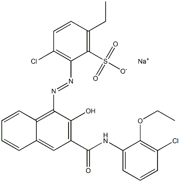 3-Chloro-6-ethyl-2-[[3-[[(3-chloro-2-ethoxyphenyl)amino]carbonyl]-2-hydroxy-1-naphtyl]azo]benzenesulfonic acid sodium salt 结构式