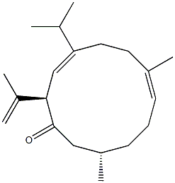 (2R,3Z,7E,11S)-2-(1-Methylethenyl)-4-isopropyl-7,11-dimethylcyclododeca-3,7-dien-1-one 结构式