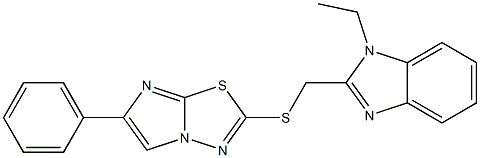 2-[(1-Ethyl-1H-benzimidazol-2-yl)methylthio]-6-phenylimidazo[2,1-b][1,3,4]thiadiazole 结构式