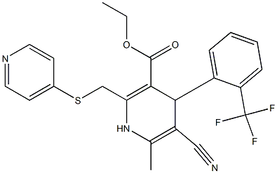 5-Cyano-1,4-dihydro-6-methyl-2-[(4-pyridinylthio)methyl]-4-(2-trifluoromethylphenyl)pyridine-3-carboxylic acid ethyl ester 结构式