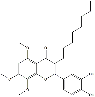 2-(3,4-Dihydroxyphenyl)-5,7,8-trimethoxy-3-octyl-4H-1-benzopyran-4-one 结构式