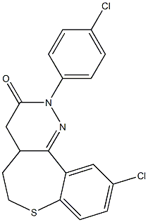 10-Chloro-2-(4-chlorophenyl)-4,4a,5,6-tetrahydro[1]benzothiepino[5,4-c]pyridazin-3(2H)-one 结构式