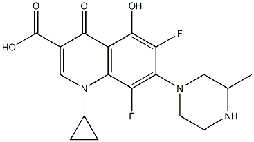 1-Cyclopropyl-6,8-difluoro-1,4-dihydro-5-hydroxy-4-oxo-7-(3-methyl-1-piperazinyl)quinoline-3-carboxylic acid 结构式