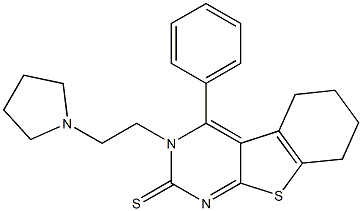 3-[2-(1-Pyrrolidinyl)ethyl]-5,6,7,8-tetrahydro-4-phenyl[1]benzothieno[2,3-d]pyrimidine-2(3H)-thione 结构式