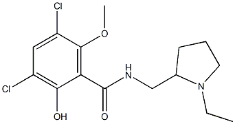 (-)-3,5-Dichloro-N-[(1-ethylpyrrolidin-2-yl)methyl]-2-hydroxy-6-methoxybenzamide 结构式