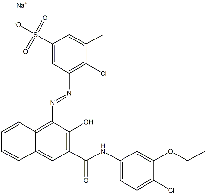 4-Chloro-3-methyl-5-[[3-[[(4-chloro-3-ethoxyphenyl)amino]carbonyl]-2-hydroxy-1-naphtyl]azo]benzenesulfonic acid sodium salt 结构式