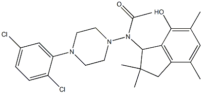 2,3-Dihydro-3-[[4-(2,5-dichlorophenyl)-1-piperazinyl]acetylamino]-2,2,5,7-tetramethyl-1H-inden-4-ol 结构式