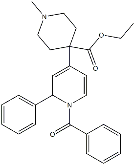 1-Methyl-4-[(1,2-dihydro-1-benzoyl-2-phenylpyridin)-4-yl]piperidine-4-carboxylic acid ethyl ester 结构式