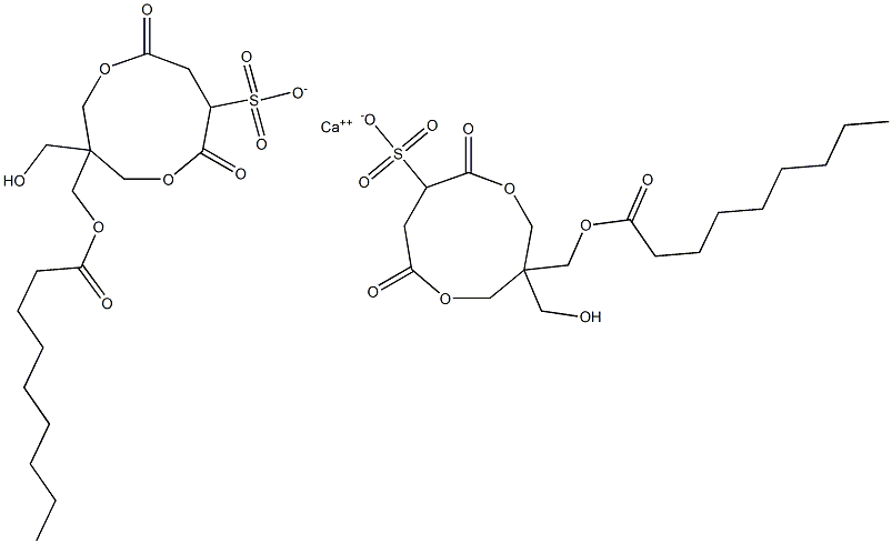 Bis[1-(nonanoyloxymethyl)-1-(hydroxymethyl)-4,7-dioxo-3,8-dioxacyclononane-6-sulfonic acid]calcium salt 结构式