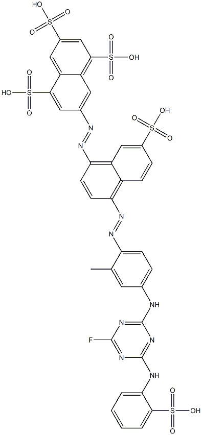 7-[4-[4-[4-Fluoro-6-(o-sulfoanilino)-1,3,5-triazin-2-ylamino]-2-methylphenylazo]-7-sulfo-1-naphtylazo]-1,3,5-naphthalenetrisulfonic acid 结构式