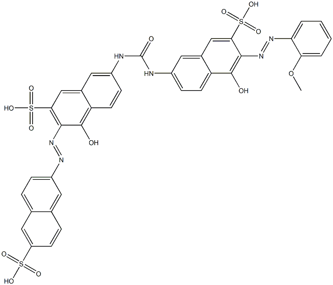 4-Hydroxy-7-[[[[5-hydroxy-6-[(2-methoxyphenyl)azo]-7-sulfonaphthalen-2-yl]amino]carbonyl]amino]-3-[(6-sulfonaphthalen-2-yl)azo]-2-naphthalenesulfonic acid 结构式