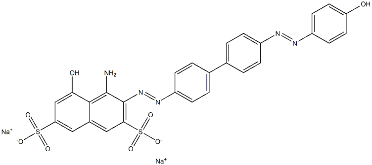 4-Amino-5-hydroxy-3-[[4'-[(4-hydroxyphenyl)azo]-1,1'-biphenyl-4-yl]azo]naphthalene-2,7-disulfonic acid disodium salt 结构式