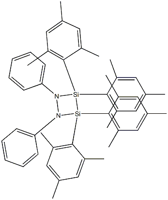 3,3,4,4-Tetramesityl-1,2-diphenyl-1,2-diaza-3,4-disilacyclobutane 结构式