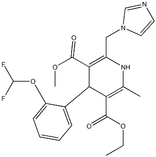 6-(1H-Imidazol-1-ylmethyl)-4-(2-(difluoromethoxy)phenyl)-2-methyl-1,4-dihydropyridine-3,5-dicarboxylic acid 3-ethyl 5-methyl ester 结构式