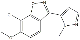 7-Chloro-6-methoxy-3-(2-methyl-2H-pyrazol-3-yl)-1,2-benzisoxazole 结构式