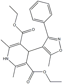 1,4-Dihydro-2,6-dimethyl-4-(5-methyl-3-phenyl-4-isoxazolyl)pyridine-3,5-dicarboxylic acid diethyl ester 结构式