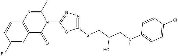 6-Bromo-2-methyl-3-[5-[[3-(4-chloroanilino)-2-hydroxypropyl]thio]-1,3,4-thiadiazol-2-yl]quinazolin-4(3H)-one 结构式