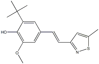 4-[(E)-2-(5-Methyl-3-isothiazolyl)ethenyl]-2-tert-butyl-6-methoxy-phenol 结构式