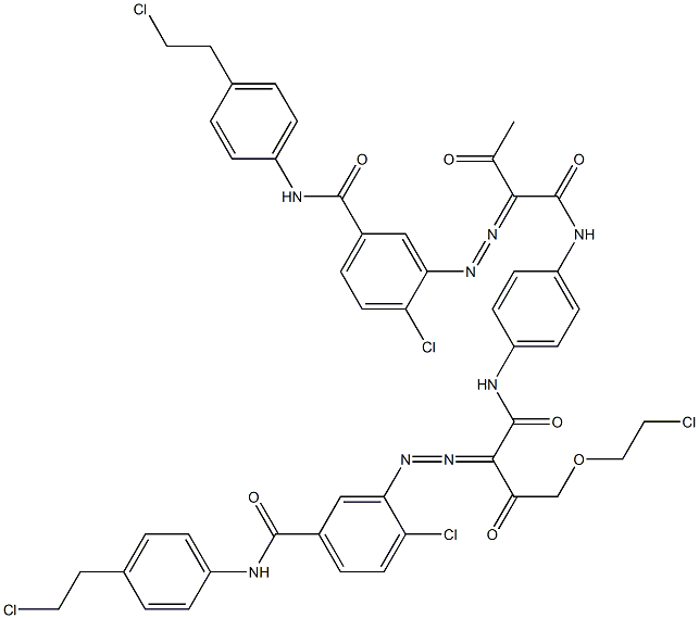 3,3'-[2-[(2-Chloroethyl)oxy]-1,4-phenylenebis[iminocarbonyl(acetylmethylene)azo]]bis[N-[4-(2-chloroethyl)phenyl]-4-chlorobenzamide] 结构式