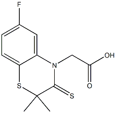 6-Fluoro-2,2-dimethyl-2,3-dihydro-3-thioxo-4H-1,4-benzothiazine-4-acetic acid 结构式