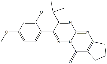 3-Methoxy-6,6-dimethyl-10,11-dihydro-6H,12H-7,8,12a,13-tetraaza-5-oxa-9H-benzo[a]cyclopent[i]anthracen-12-one 结构式