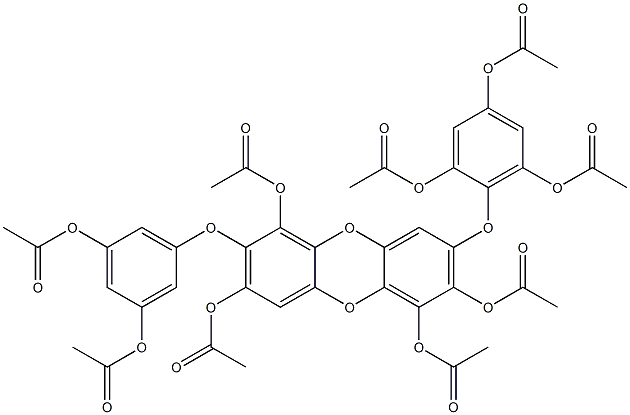 1,2,6,8-Tetraacetoxy-3-(2,4,6-triacetoxyphenoxy)-7-(3,5-diacetoxyphenoxy)dibenzo[b,e][1,4]dioxin 结构式