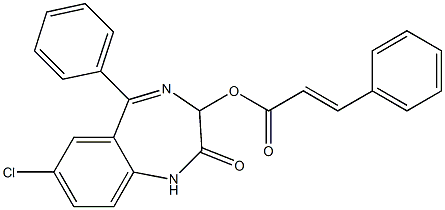 1,3-Dihydro-5-phenyl-7-chloro-2-oxo-2H-1,4-benzodiazepin-3-ol 3-phenylacrylate 结构式