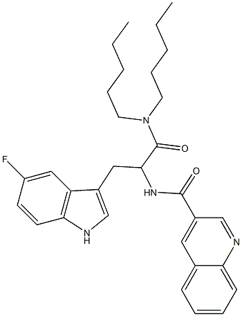 3-[5-Fluoro-1H-indol-3-yl]-2-(3-quinolinylcarbonylamino)-N,N-dipentylpropanamide 结构式