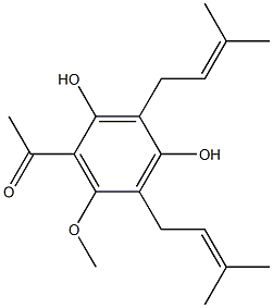 2',4'-Dihydroxy-3',5'-diprenyl-6'-methoxyacetophenone 结构式