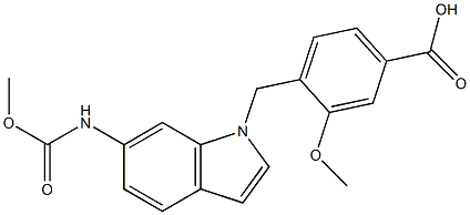 4-[6-(Methoxycarbonylamino)-1H-indol-1-ylmethyl]-3-methoxybenzoic acid 结构式