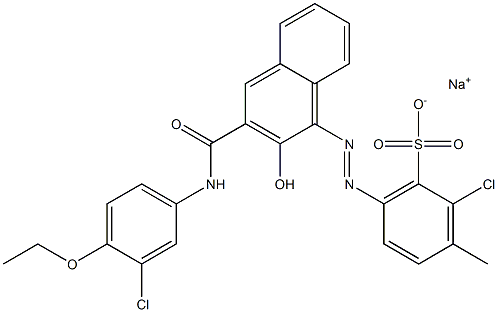 2-Chloro-3-methyl-6-[[3-[[(3-chloro-4-ethoxyphenyl)amino]carbonyl]-2-hydroxy-1-naphtyl]azo]benzenesulfonic acid sodium salt 结构式