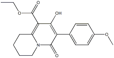 6,7,8,9-Tetrahydro-2-hydroxy-4-oxo-3-(4-methoxyphenyl)-4H-quinolizine-1-carboxylic acid ethyl ester 结构式