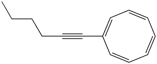 1-(1-Hexynyl)cycloocta-1,3,5,7-tetrene 结构式