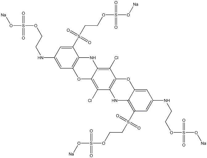 6,13-Dichloro-3,10-bis[2-(sodiooxysulfonyloxy)ethylamino]-1,8-bis[2-(sodiooxysulfonyloxy)ethylsulfonyl]-5,12-dioxa-7,14-diazapentacene 结构式