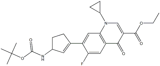 7-[3-[(tert-Butoxycarbonyl)amino]cyclopenta-1-enyl]-6-fluoro-1-cyclopropyl-1,4-dihydro-4-oxoquinoline-3-carboxylic acid ethyl ester 结构式