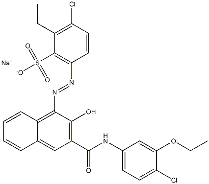 3-Chloro-2-ethyl-6-[[3-[[(4-chloro-3-ethoxyphenyl)amino]carbonyl]-2-hydroxy-1-naphtyl]azo]benzenesulfonic acid sodium salt 结构式