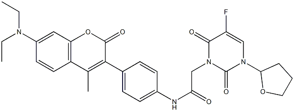 7-(Diethylamino)-4-methyl-3-[4-[2-[[1-[(tetrahydrofuran)-2-yl]-5-fluorouracil]-3-yl]acetylamino]phenyl]coumarin 结构式