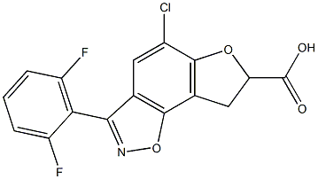 5-Chloro-7,8-dihydro-3-(2,6-difluorophenyl)furo[2,3-g][1,2]benzisoxazole-7-carboxylic acid 结构式